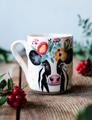 Handmade Tile Mug Cow
