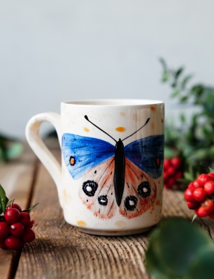 Handmade Tile Mug Butterfly