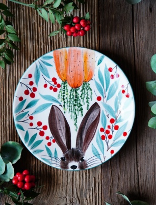 Handmade Design Tile Plate Bunny