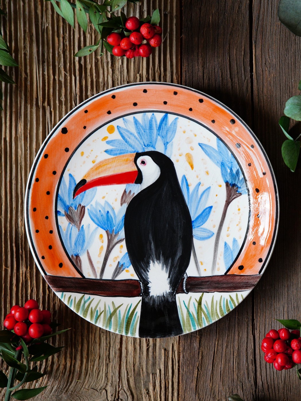 Handmade Design Tile Plate Toucan