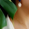 Handmade Design Silver Earrings with Pearl and Lapis Lazuli