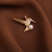 Handmade Design Silver Brooch with Hummingbird Design