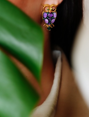 Handmade Owl Design Silver Earrings