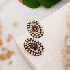 Handmade Design Silver Earrings with Opal and Ruby Stones