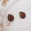 El Yapımı Tasarımlı Gümüş Küpe Lapis Lazuli ve Mercanlı