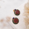 El Yapımı Tasarımlı Gümüş Küpe Lapis Lazuli ve Mercanlı