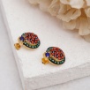 El Yapımı Tasarımlı Gümüş Küpe Lapis Lazuli ve Mercanlı