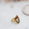 Handmade Design Silver Ring with Tourmaline and Coral Stones