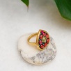 Handmade Design Silver Ring with Quartz and Garnet Stone