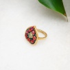 Handmade Design Silver Ring with Quartz and Garnet Stone