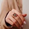 Handmade Design Silver Ring with Quartz and Garnet Stone