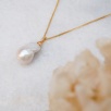 Handmade Gold Plated Silver Necklace with Baroque Pearl