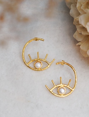 Handmade Design Pearl Brass Earrings