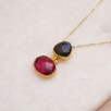 Handmade Gold Plated Brass Necklace with Labradorite and Ruby Stone