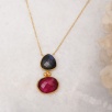 Handmade Gold Plated Brass Necklace with Labradorite and Ruby Stone