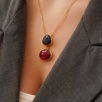 Handmade Gold Plated Brass Necklace with Labradorite and Ruby Stone