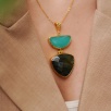 Handmade Gold Plated Brass Necklace with Labradorite and Aqua Chalcedony Stone
