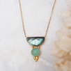 Handmade Gold Plated Brass Necklace with Labradorite and Aqua Chalcedony Stone