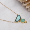 Handmade Gold Plated Brass Necklace with Labradorite and Aqua Chalcedony Stone
