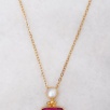 Handmade Gold Plated Brass Necklace with Ruby and Pearl Stones