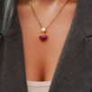 Handmade Gold Plated Brass Necklace with Ruby and Pearl Stones