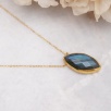 Handmade Gold Plated Brass Necklace with Labradorite Stone