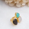 Handmade Desing Brass 3 Stones Ring