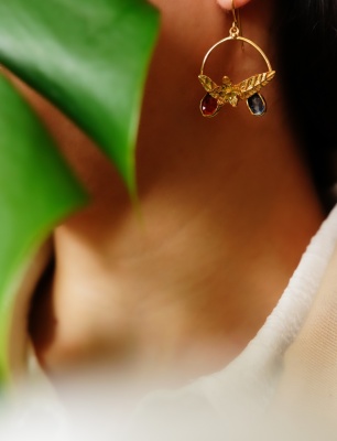 Handmade Gold Plated Silver Earrings With Kyanite Stone