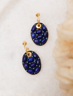 Handmade Design Silver Earrings With Lapis Lazuli Stone