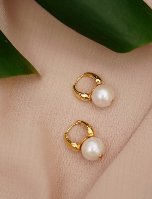 Handmade Design Silver Earrings with Pearl