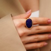 El Yapımı Tasarım Lapis Lazuli Taşlı Gümüş Yüzük