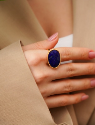 Handmade Design Silver Ring With Lapis Lazuli Stone