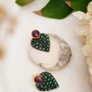 Handmade Design Silver Earrings Ruby and Tourmaline