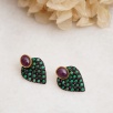 Handmade Design Silver Earrings Ruby and Tourmaline