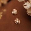 Handmade Flower Desing Silver Earrings with Pearl