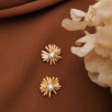 Handmade Flower Desing Silver Earrings with Pearl