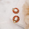 Handmade Design Silver Earrings with Agate, Pearl and Quartz Stone
