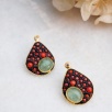 Handmade Design Silver Earrings with Coral and Quartz Stones