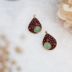Handmade Design Silver Earrings with Coral and Quartz Stones