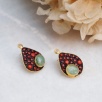 Handmade Design Silver Earrings with Coral and Quartz Stones