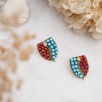 Handmade Design Silver Earrings with Turquoise and Coral Stones