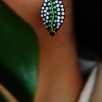 Handmade Design Silver Earrings with Green Agate and Moon Stone