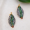Handmade Design Silver Earrings with Green Agate and Moon Stone
