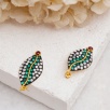 Handmade Design Silver Earrings with Green Agate and Moon Stone