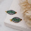 Handmade Design Silver Earrings with Green Agate and Moon Stone