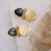 Handmade Design Brass Earrings With Labradorite Stone