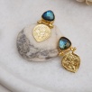Handmade Design Brass Earrings With Labradorite Stone