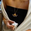 Handmade Gold Plated Brass Necklace with Pearl