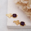 Handmade Design Brass Earrings With Amethyst Stone