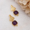 Handmade Design Brass Earrings With Amethyst Stone